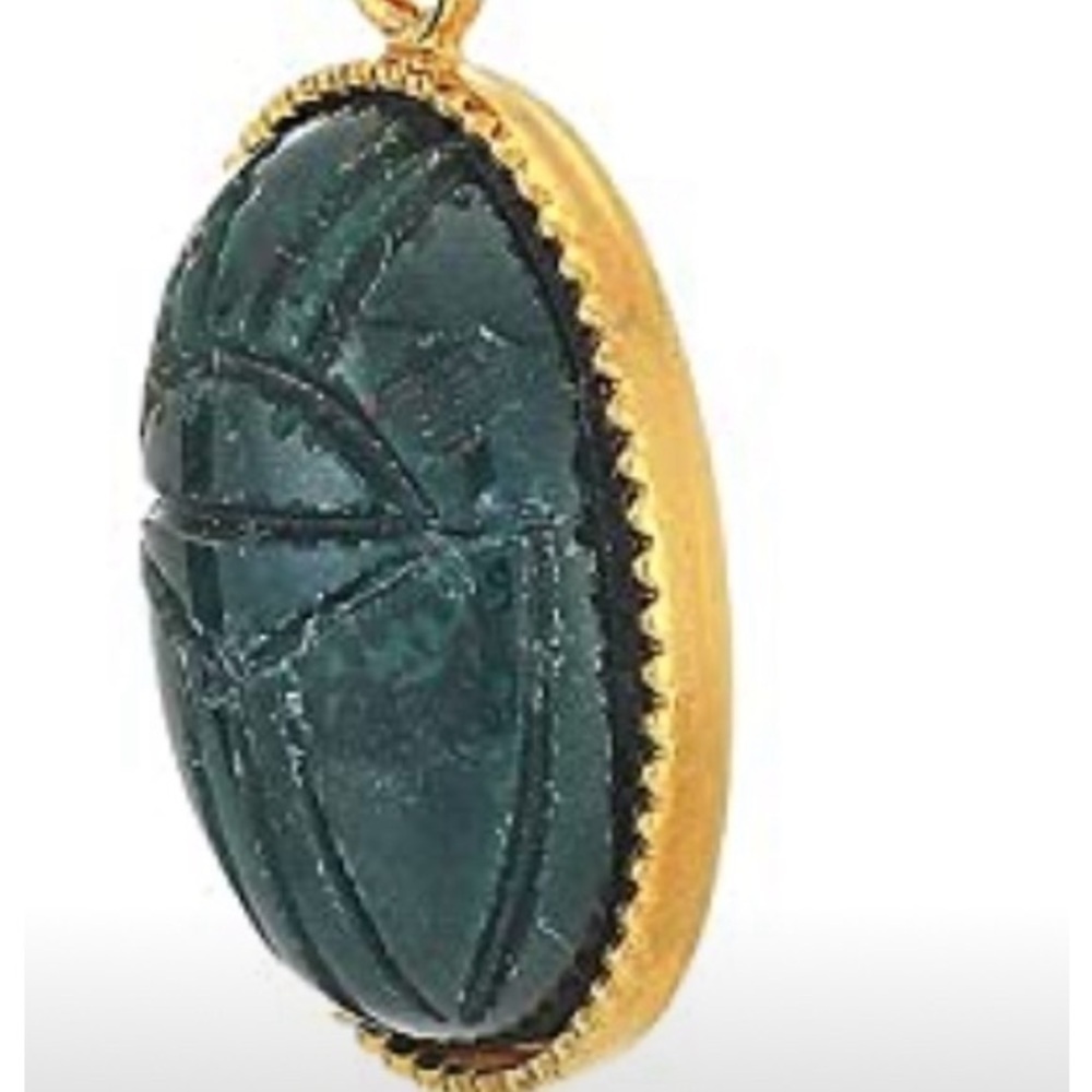 NWT Shashi Harlow Gold Pearl Green Stone Drop Earrings - Picture 6 of 6